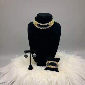 Vintage 70s Signed Luciano Bustamante Brutalist  Necklace & Bracelet +Earrings